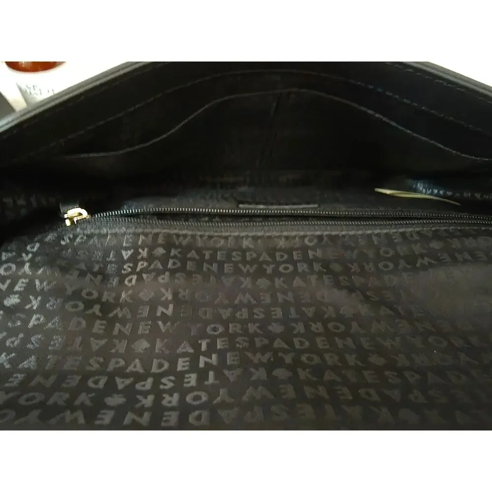 Kate Spade Kirk Park Leather Veronique Crossbody Black/ Taupe Bow (P6)